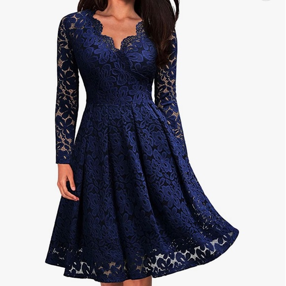 NWT Navy Lace cocktail dress - Picture 1 of 4